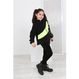 Toontoy Kız Çocuk Blok Renkli Polar Hırka Siyah 12-13 YAŞ