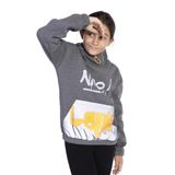 Toontoy Kız Çocuk Bol Yaka Reklektörlü Kanguru Cepli Sweatshirt Antrasit Melanj 6-7 YAŞ