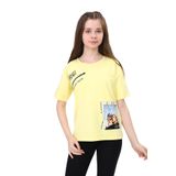 Toontoy Kız Çocuk Bornta Baskılı Tişört - 12 - 13 Yaş - Sarı