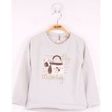Toontoy Kız Çocuk Çanta Nakışlı Sweatshirt - 2 Yaş - Gri Melanj