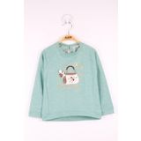 Toontoy Kız Çocuk Çanta Nakışlı Sweatshirt - 3 Yaş - Su Yeşili