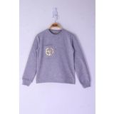 Toontoy Kız Çocuk Cebi Arma Baskılı Sweatshirt Gri Melanj 8 YAŞ
