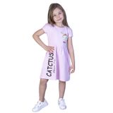 Toontoy Kız Çocuk Cebi Meow Nakışlı Taş Işlemeli Baskılı Elbise - 1 Yaş - Pembe