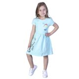 Toontoy Kız Çocuk Cebi Meow Nakışlı Taş İşlemeli Baskılı Elbise Mint Yeşili 1 YAŞ