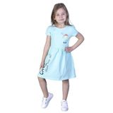 Toontoy Kız Çocuk Cebi Meow Nakışlı Taş İşlemeli Baskılı Elbise Mint Yeşili 2 YAŞ