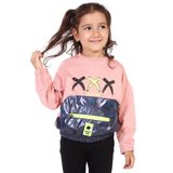 Toontoy Kız Çocuk Cep Detaylı Baskılı Sweatshirt Somon 8 YAŞ