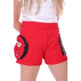 TOONTOY Kız Çocuk Cep No Drama Please Baskılı Şort 6-7 Yaş, 6-7 Yaş, 22085, Kırmızı, Kız çocuk