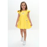 Toontoy Kız Çocuk Cepli Çiçek Baskılı Elbise Pudra 5 YAŞ