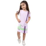 TOONTOY Kız Çocuk Cepli Şeritli Tavşan Baskılı Elbise, 5 Yaş, 22498, Açık Lila, Kız Çocuklar