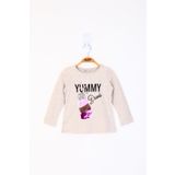 Toontoy Kız Çocuk Çevirmeli Pul Detaylı Sweatshirt Kahverengi 3 YAŞ