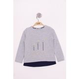 Toontoy Kız Çocuk Çiçek Aksesuarlı T-Shirt - 1 Yaş - Gri Melanj