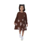 TOONTOY Kız Çocuk Çiçek Baskılı Elbise, 6 Yaş, 24937, Kahverengi, Kız Çocuklar