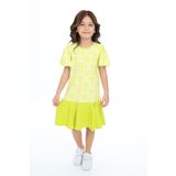 Toontoy Kız Çocuk Çiçek Baskılı Elbise Açık Yeşil 6 YAŞ