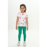 Toontoy Kız Çocuk Çiçek Baskılı Kaprili Takım Çimen Yeşili 1 YAŞ