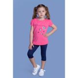 Toontoy Kız Çocuk Çiçek Desenli Yazı Baskılı Taytlı Takım Fuşya 4 YAŞ