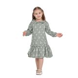 TOONTOY Kız Çocuk Çiçek Nakışlı Bebe Yaka Elbise, 3 Yaş, 24814, Açık Yeşil, Kız Çocuklar