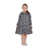 TOONTOY Kız Çocuk Çiçek Nakışlı Bebe Yaka Elbise, 5 Yaş, 24814, Füme, Kız Çocuklar