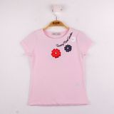 Toontoy Kız Çocuk Çiçek Nakışlı T-shirt - 1 Yaş - Pembe