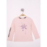 Toontoy Kız Çocuk Çiçek Nakışlı T-Shirt - 3 Yaş - Pudra