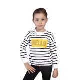 Toontoy Kız Çocuk Çizgi Desenli Baskılı Sweatshirt Ekru 5 YAŞ