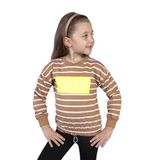 Toontoy Kız Çocuk Çizgi Desenli Baskılı Sweatshirt Kahverengi 4 YAŞ