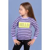 Toontoy Kız Çocuk Çizgi Desenli Baskılı Sweatshirt Lila 3 YAŞ