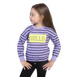 Toontoy Kız Çocuk Çizgi Desenli Baskılı Sweatshirt Lila 5 YAŞ