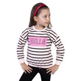 Toontoy Kız Çocuk Çizgi Desenli Baskılı Sweatshirt Pudra 5 YAŞ