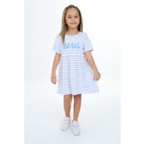 Toontoy Kız Çocuk Çizgili Elbise Mavi 6 YAŞ