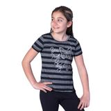 TOONTOY Kız Çocuk Çizgili Kelebek Baskılı Tişört 14 Yaş, 14 Yaş, 11036-, Siyah, Kız Çocuklar