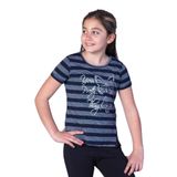 TOONTOY Kız Çocuk Çizgili Kelebek Baskılı Tişört 8 Yaş, 8 Yaş, 11036-, Lacivert, Kız Çocuklar