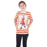 Toontoy Kız Çocuk Çizgili Kız Baskılı Tişört Turuncu 8 YAŞ