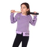 Toontoy Kız Çocuk Çizgili Striped Baskılı Sweatshirt - 6 - 7 Yaş - Lila