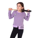 Toontoy Kız Çocuk Çizgili Striped Baskılı Sweatshirt - 8 - 9 Yaş - Lila