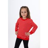 Toontoy Kız Çocuk Çizgili Sweatshirt Kırmızı 5 YAŞ