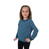 Toontoy Kız Çocuk Çizgili Sweatshirt Petrol Mavi 2 YAŞ