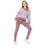 Toontoy Kız Çocuk Çizgili Üçlü Taytlı Takım Mürdüm 8-9 YAŞ