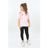 Toontoy Kız Çocuk Cool And Fancy Yazılı Kalp Baskılı Tişört - 8 - 9 Yaş - Açık Pembe