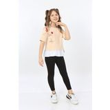 Toontoy Kız Çocuk Cool And Fancy Yazılı Kalp Baskılı Tişört