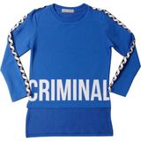 Toontoy Kız Çocuk Criminal Baskılı Iki Kolu Şeritli Tişört - 14 Yaş - Lacivert