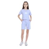 Toontoy Kız Çocuk Crop Aloha Yazı Baskılı Şortlu Takım Mavi 6-7 YAŞ