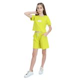 Toontoy Kız Çocuk Crop Aloha Yazı Baskılı Şortlu Takım Yeşil 12-13 YAŞ