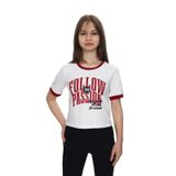 Toontoy Kız Çocuk Crop Garni Baskılı Tişört Bordo 10 YAŞ