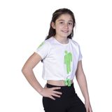 Toontoy Kız Çocuk Crop Model Baskılı Taş İşlemeli Tişört Ekru 10 YAŞ
