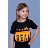 Toontoy Kız Çocuk Crop Model Cebi Reflektör Detaylı Baskılı Tişört - 5 Yaş - Siyah