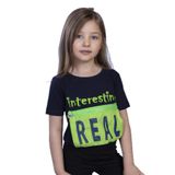 Toontoy Kız Çocuk Crop Model Cebi Reflektör Detaylı Baskılı Tişört - 7 Yaş - Lacivert
