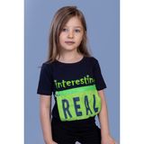 Toontoy Kız Çocuk Crop Model Cebi Reflektör Detaylı Baskılı Tişört - 8 Yaş - Lacivert