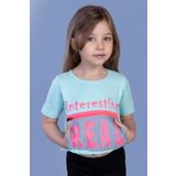 Toontoy Kız Çocuk Crop Model Cebi Reflektör Detaylı Baskılı Tişört Mint Yeşili 8 YAŞ
