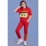 Toontoy Kız Çocuk Crop Model Cep Detaylı Baskılı Eşofman Takımı