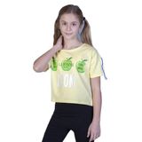 Toontoy Kız Çocuk Crop Model Elma Baskılı Tişört Sarı 10 YAŞ
